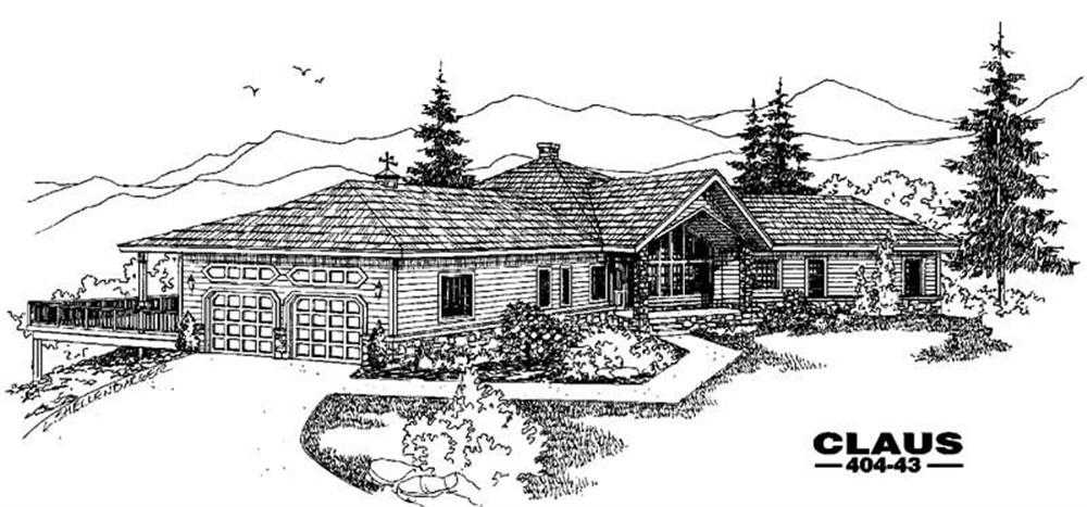 Front view of Ranch home (ThePlanCollection: House Plan #145-1412)