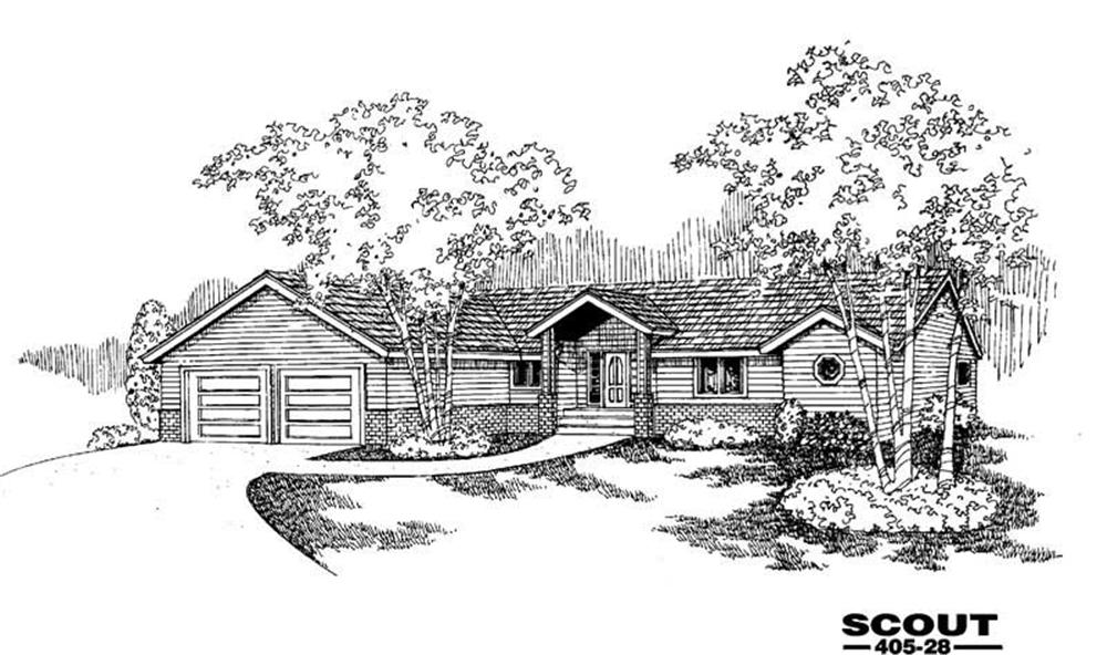 Front view of Country home (ThePlanCollection: House Plan #145-1414)