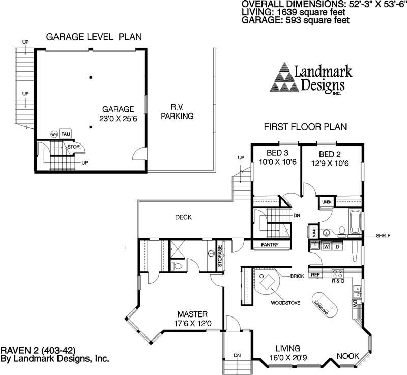Floor Plan First Story of Ranch Plan #145-1416