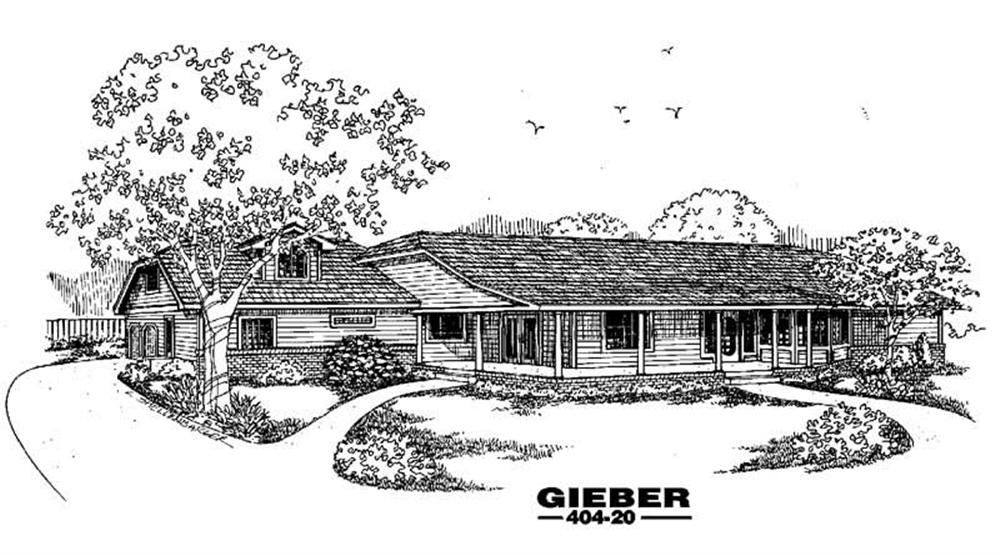 Front view of Country home (ThePlanCollection: House Plan #145-1423)