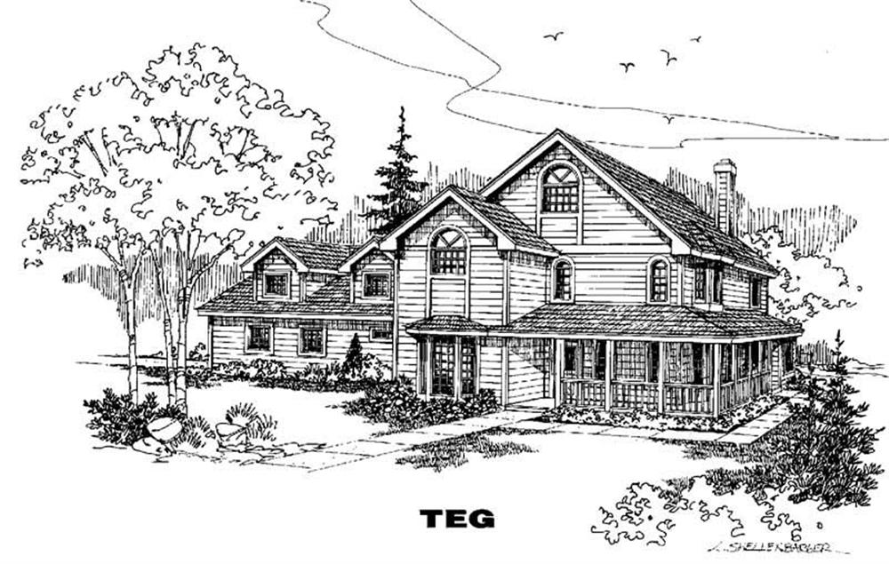 Front view of Farmhouse home (ThePlanCollection: House Plan #145-1425)