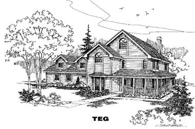 5-Bedroom, 3743 Sq Ft Farmhouse House Plan - 145-1425 - Front Exterior