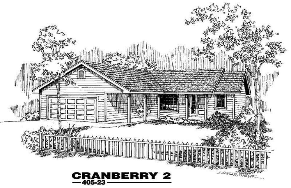 Front view of Country home (ThePlanCollection: House Plan #145-1427)