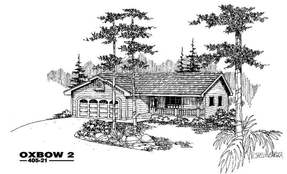 Front view of Country home (ThePlanCollection: House Plan #145-1428)