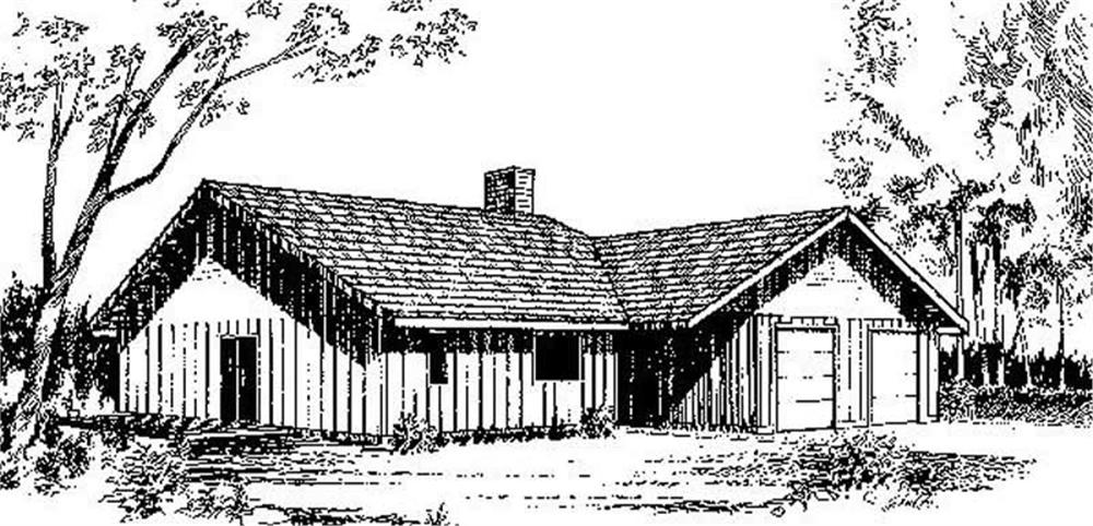 Front view of Ranch home (ThePlanCollection: House Plan #145-1439)
