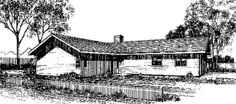 Front view of Ranch home (ThePlanCollection: House Plan #145-1440)