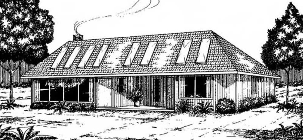 Front view of Passive Solar home (ThePlanCollection: House Plan #145-1443)