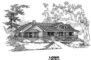 3-Bedroom, 1820 Sq Ft Country House Plan - 145-1448 - Front Exterior