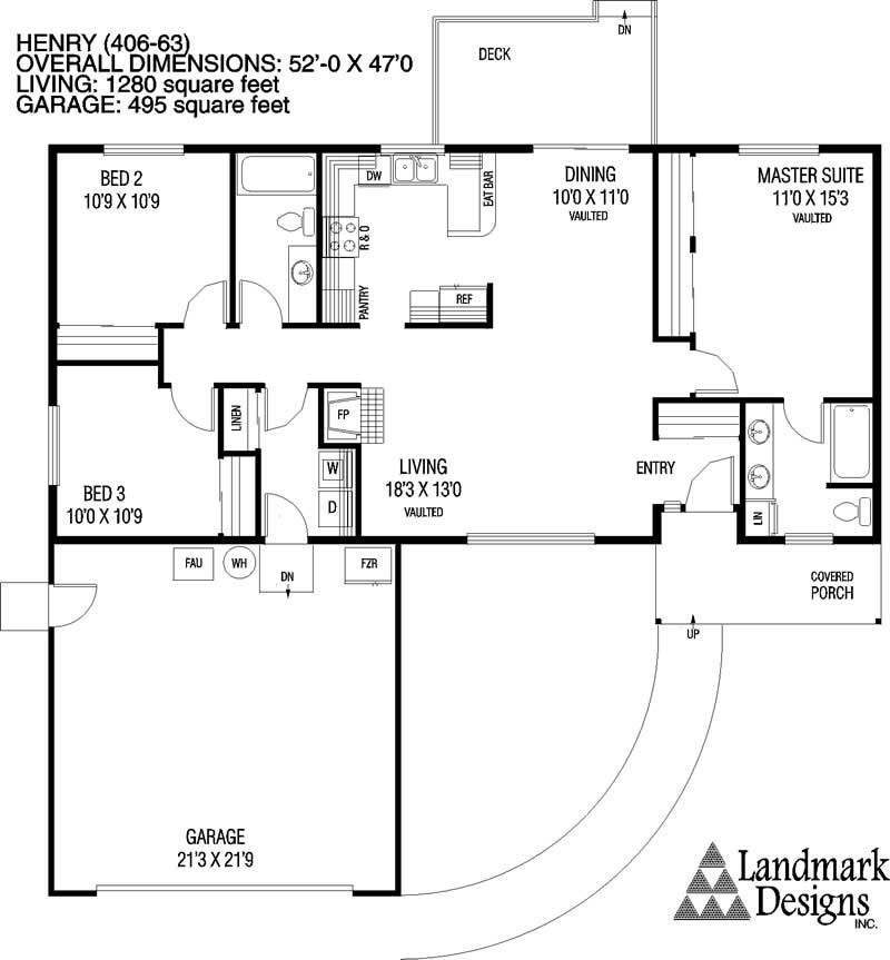 Floor Plan First Story of Small House Plans #145-1449