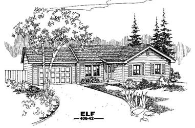 3-Bedroom, 1113 Sq Ft Country Home Plan - 145-1452 - Main Exterior