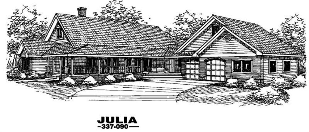 Front view of Country home (ThePlanCollection: House Plan #145-1458)