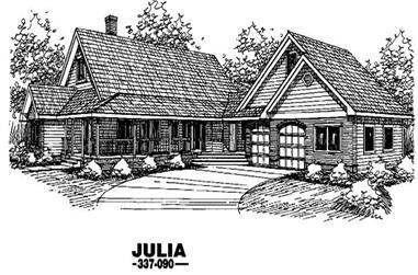 3-Bedroom, 2499 Sq Ft Country House Plan - 145-1458 - Front Exterior