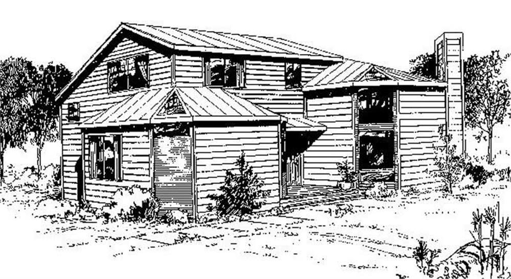 Front view of Farmhouse home (ThePlanCollection: House Plan #145-1461)