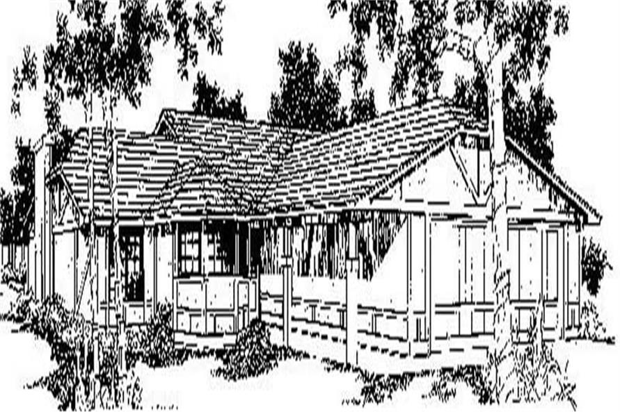 Front view of Ranch home (ThePlanCollection: House Plan #145-1469)