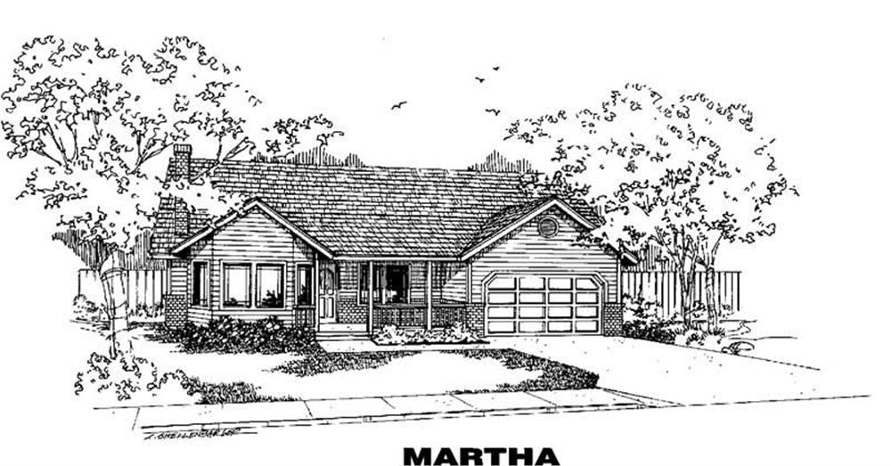 Front view of Country home (ThePlanCollection: House Plan #145-1474)