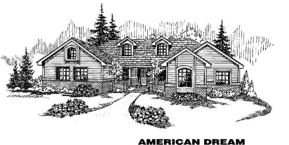 Front view of Country home (ThePlanCollection: House Plan #145-1475)