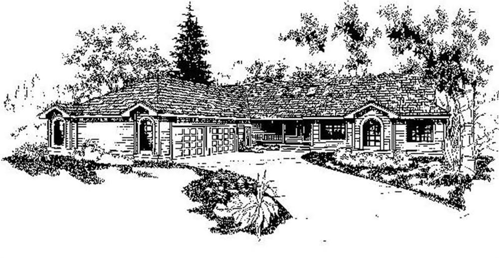 Front view of Ranch home (ThePlanCollection: House Plan #145-1483)