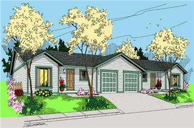 6-Bedroom, 2338 Sq Ft Multi-Unit House Plan - 145-1488 - Front Exterior