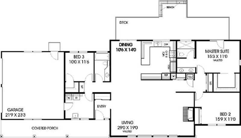 Floor Plan First Story of Contemporary Plan #145-1490
