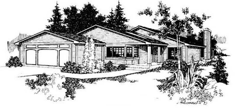 Front view of Ranch home (ThePlanCollection: House Plan #145-1492)