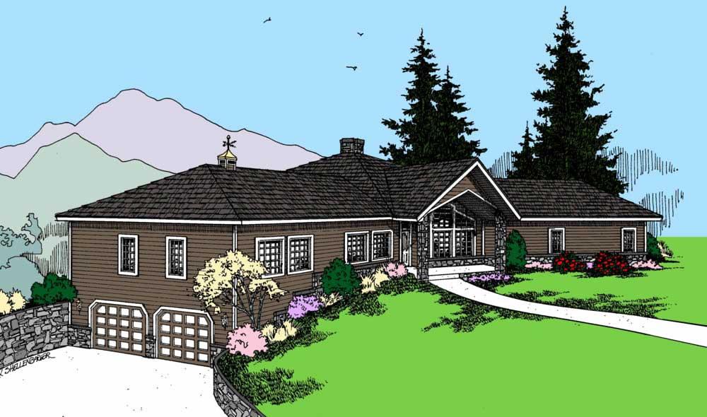 Front view of Vacation Homes home (ThePlanCollection: House Plan #145-1500)