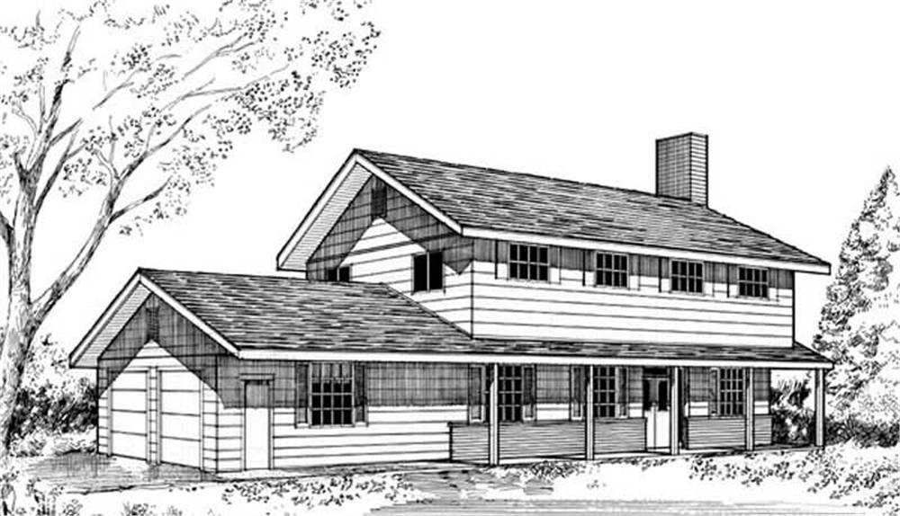 Front view of Country home (ThePlanCollection: House Plan #145-1512)