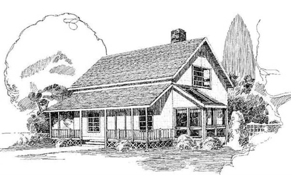 Front view of Farmhouse home (ThePlanCollection: House Plan #145-1516)