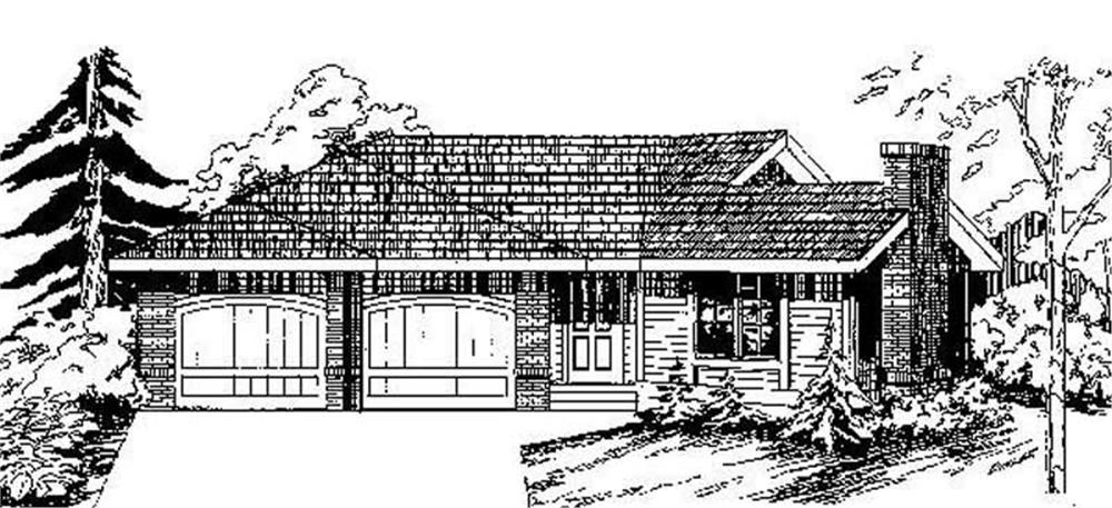 Front view of Ranch home (ThePlanCollection: House Plan #145-1527)