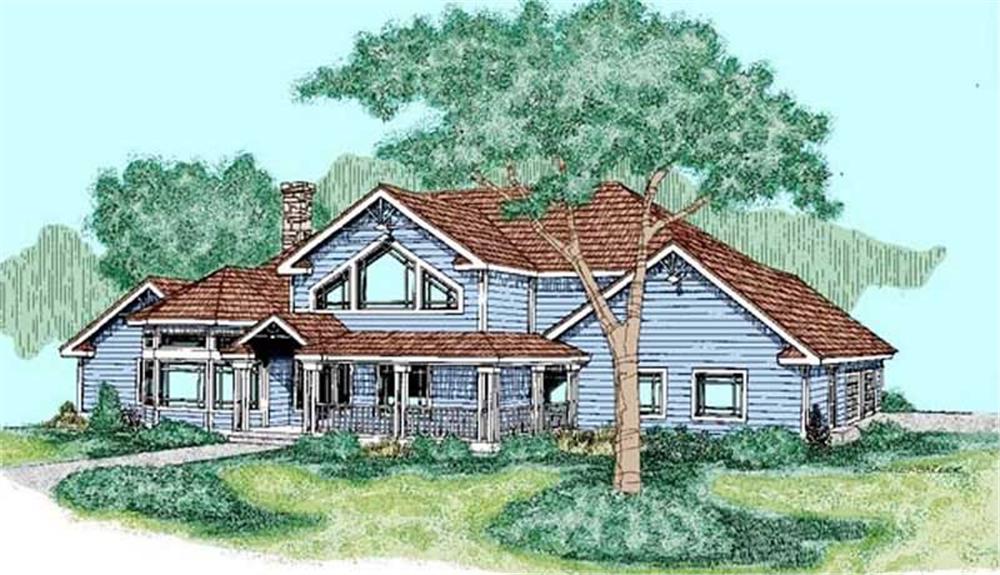 Front view of Country home (ThePlanCollection: House Plan #145-1536)