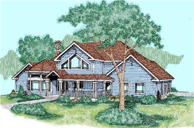3-Bedroom, 2469 Sq Ft Country House Plan - 145-1536 - Front Exterior