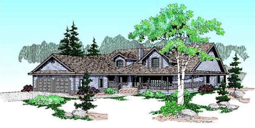 Front view of Ranch home (ThePlanCollection: House Plan #145-1537)