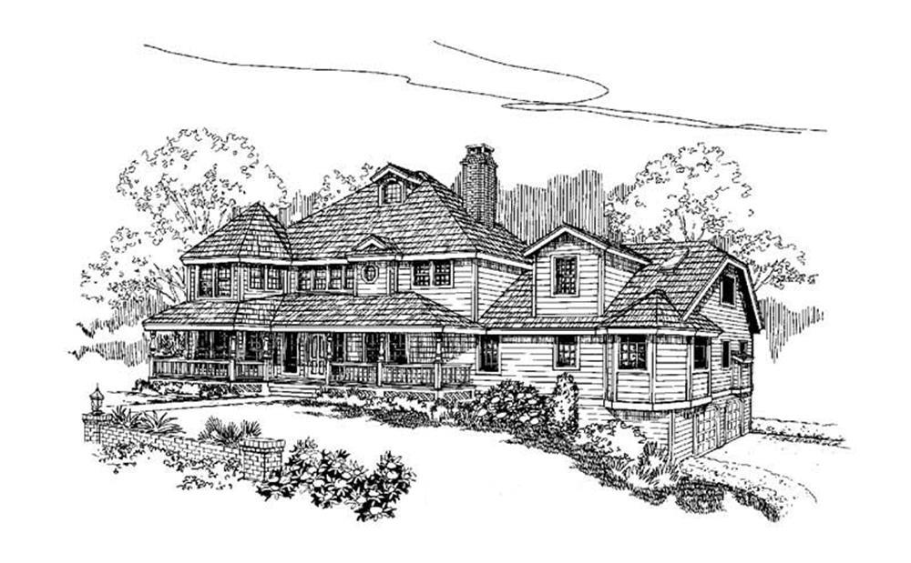 Front view of Country home (ThePlanCollection: House Plan #145-1546)