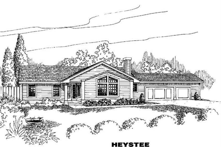 Front view of Ranch home (ThePlanCollection: House Plan #145-1547)