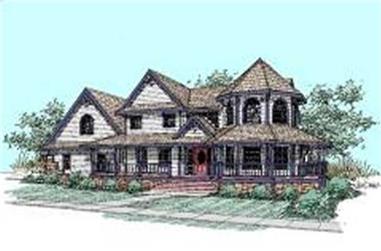 4-Bedroom, 3419 Sq Ft Victorian House Plan - 145-1550 - Front Exterior