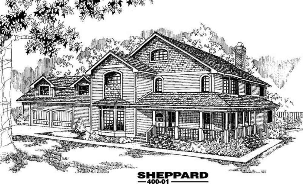 Front view of Country home (ThePlanCollection: House Plan #145-1553)