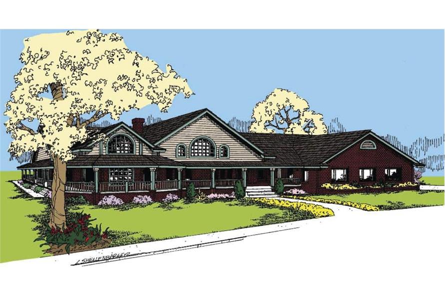 3-Bedroom, 2778 Sq Ft Country House Plan - 145-1555 - Front Exterior