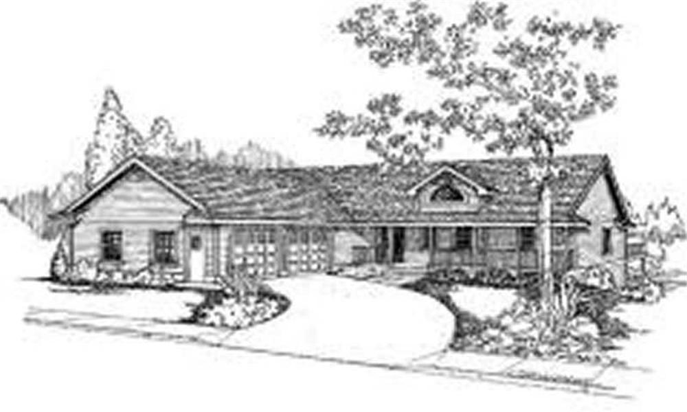 Front view of Country home (ThePlanCollection: House Plan #145-1565)
