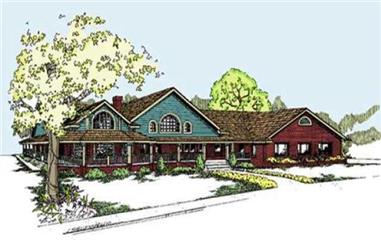 3-Bedroom, 2778 Sq Ft Country Home Plan - 145-1567 - Main Exterior