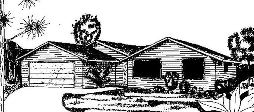Front view of Ranch home (ThePlanCollection: House Plan #145-1571)