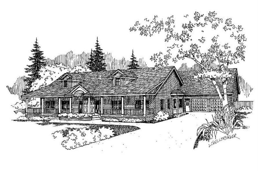 Front view of Country home (ThePlanCollection: House Plan #145-1574)