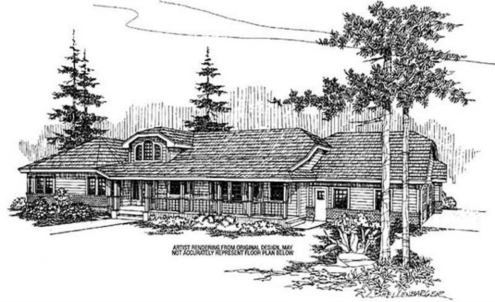 Front view of Ranch home (ThePlanCollection: House Plan #145-1578)