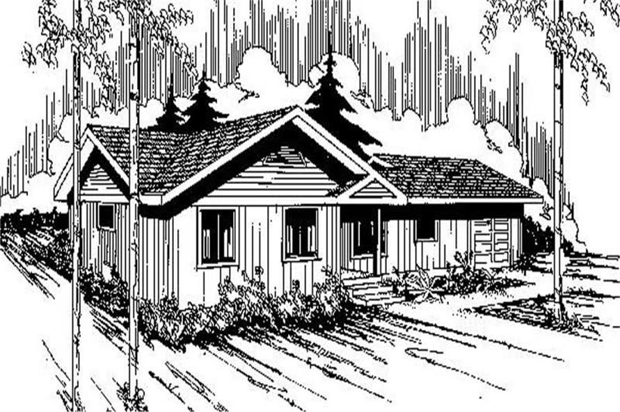 Front view of Ranch home (ThePlanCollection: House Plan #145-1594)