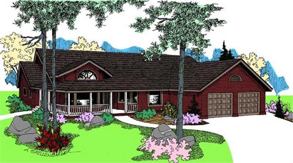 Front view of Country home (ThePlanCollection: House Plan #145-1595)