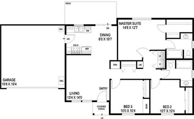 Ranch House Plans - Home Design LMK 409-50