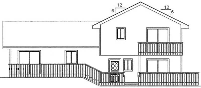 Home Plan Rear Elevation of this 3-Bedroom,1744 Sq Ft Plan -145-1614