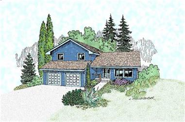3-Bedroom, 1744 Sq Ft Contemporary House Plan - 145-1614 - Front Exterior