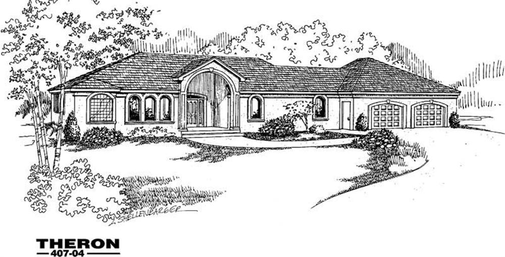 Front view of Ranch home (ThePlanCollection: House Plan #145-1625)