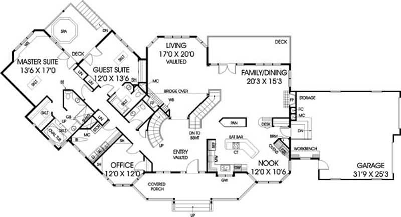 Floor Plan First Story of Contemporary Plan #145-1633