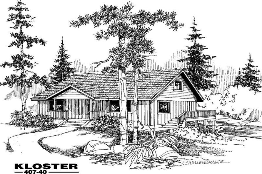 Front view of Country home (ThePlanCollection: House Plan #145-1635)