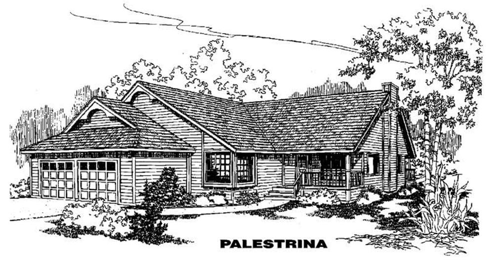 Front view of Ranch home (ThePlanCollection: House Plan #145-1636)